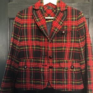 J crew tartan plaid jacket blazer 0/2